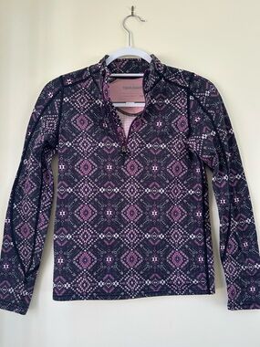 Terramar Purple & Black Geo Print Quarter-Zip Pullover